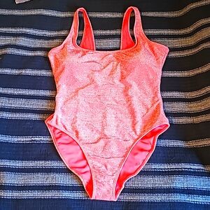 NWOT Good American women's sparkling pink one  piece swimsuit ,size 4 or M.